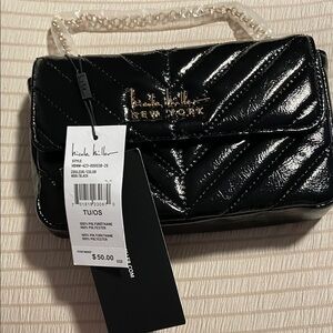 Nicole Miller Black Quilted Shoulder Bag  NWT elegant clutch Little Black Bag